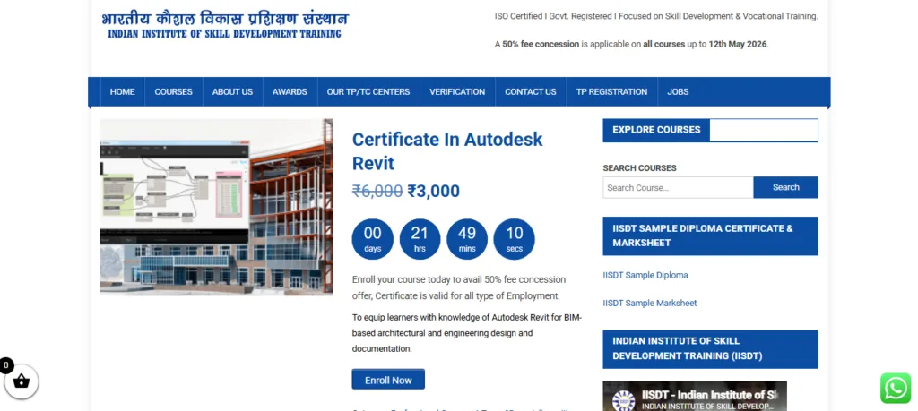 Certificate in Autodesk Revit by IISDT