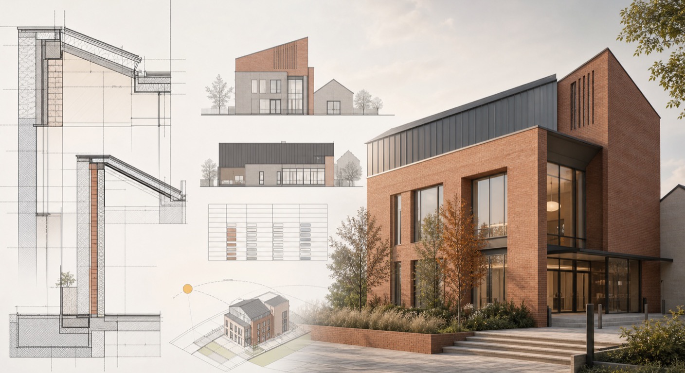 Week 9 advanced Revit systems and construction documentation for a contemporary UK building